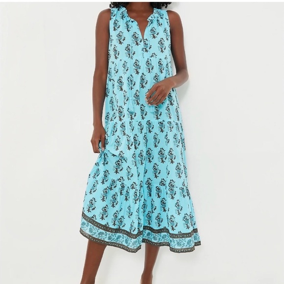 Tuckernuck Dresses & Skirts - Tuckernuck Tropical Turquoise Bouquet Salty Paloma Caftan XS NWT